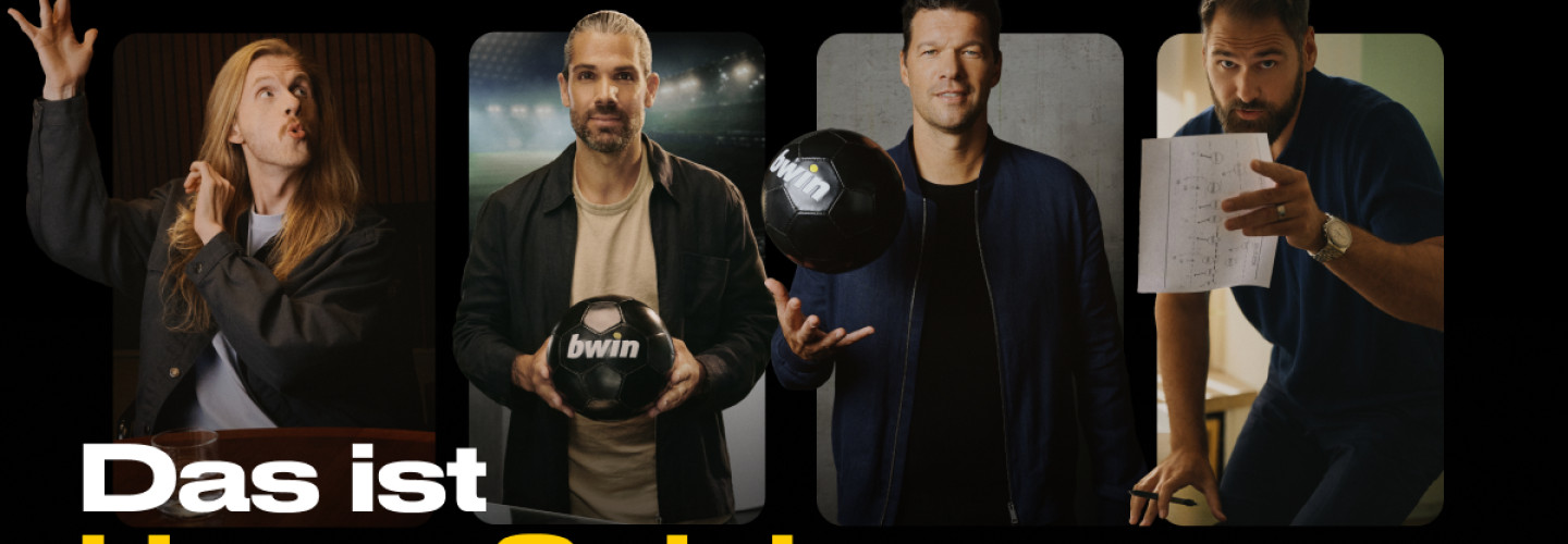 Christoph „Icke“ Dommisch, Daniel Herzog, Michael Ballack und Sebastian Vollmer sind neue bwin-Markenbotschafter.