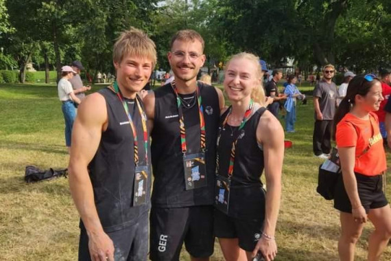 Die drei deutschen Olympia-Teilnehmer*innen: Alex Megos, Yannick Flohé und Lucia Dörffel